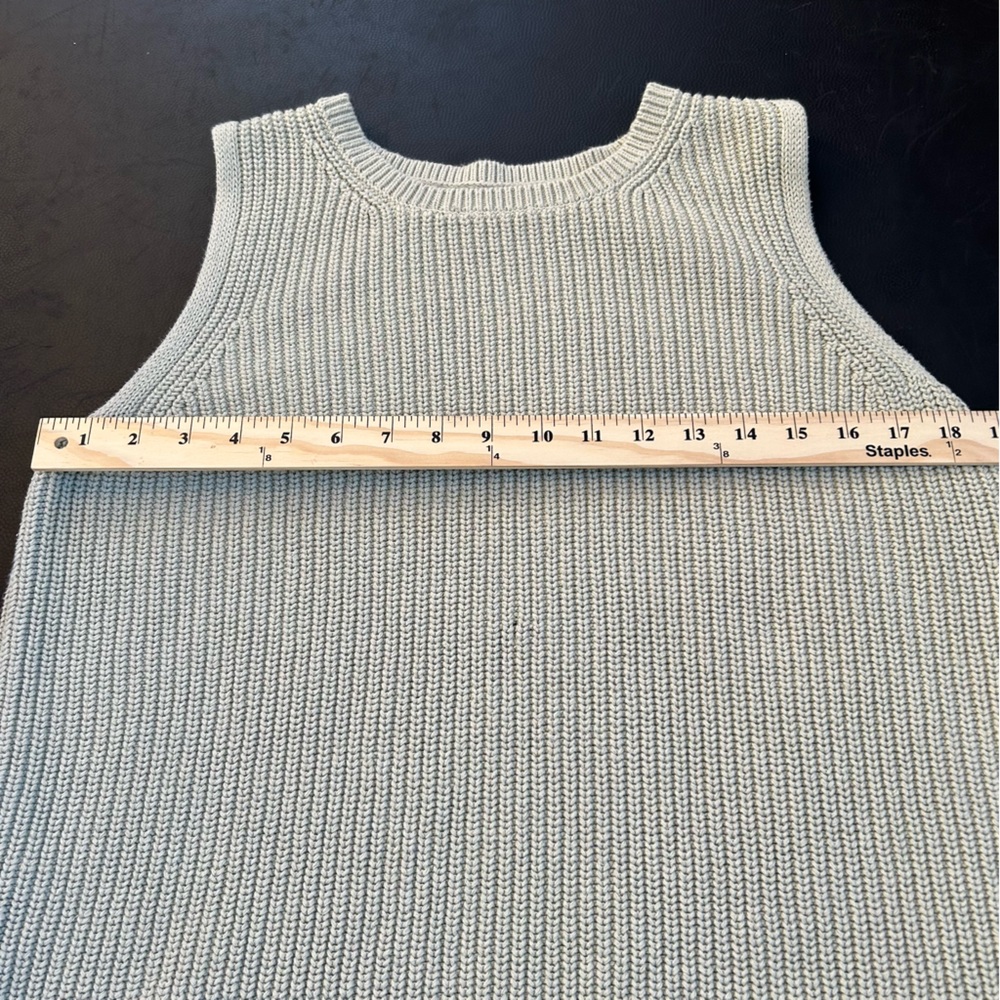LOFT Cable Knit Knit Sweater Vest L 100% Cotton Sage Light Academia Minimalist - Picture 6 of 8